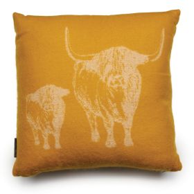 The Lyndon Company - Cow & Calf 45cm x 45cm Acrylic Ochre - Cushion